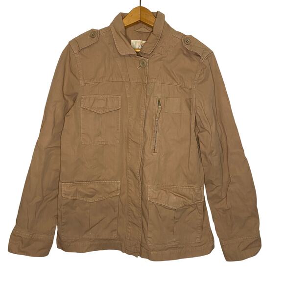 J Crew Womens Classic Twill Chino Blazer Jacket Beige Buttons Moto Preppy Size 8 - Picture 1 of 14